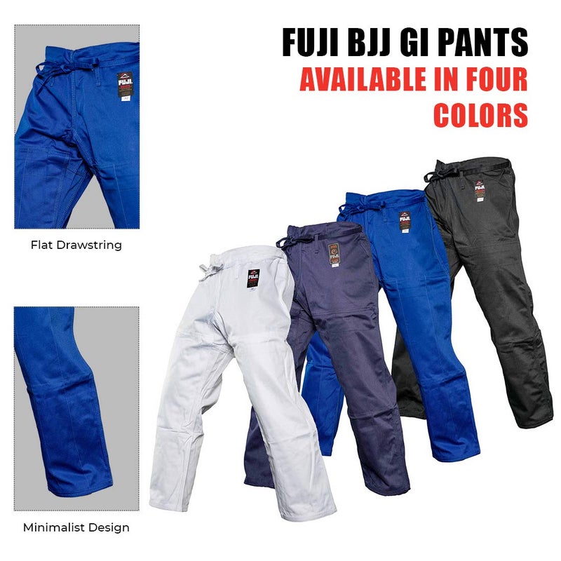 FUJI Sports Brazilian Jiu-Jitsu Gi Pants â€“ Adult BJJ Pants, Flat Drawstring, Reinforced Cotton, For Training & Competition, Blue, Size, A1 - Image 4